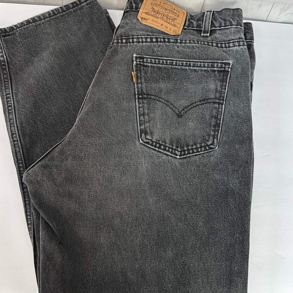 Levi’s Size 38 X 30 505 Vintage 80’s Black Denim Jeans Relaxed Fit Straight Leg